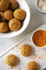 Turmeric biscuits on a white background
