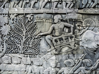 Detail of the wall of the ancient Angkor