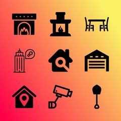 Vector icon set about home with 9 icons related to photographer, homepage, isolated, seat, decor, furniture, form, business, gps and indoor