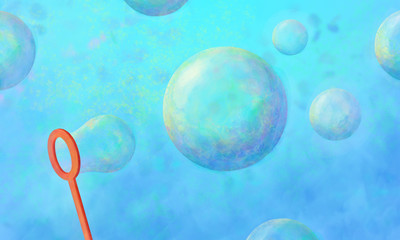 multi-colored bubbles on a blue