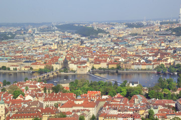 Naklejka na ściany i meble Beautiful view of Charles Bridge, Old Town and Old Town Tower of Charles Bridge, Czech Republic