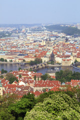 Fototapeta premium Beautiful view of Charles Bridge, Old Town and Old Town Tower of Charles Bridge, Czech Republic
