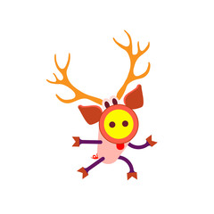 Cartoon deer colorful illustration. Christmas decoration vector