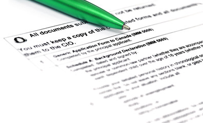 Obraz premium Canada Visa application form