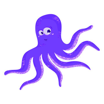 Octupus. Funny cartoon octopus. Vector illustation icon.