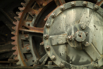Detail of Old Rusted Gears and Machinery.  A graphic and closeup look at some old dilapidated...