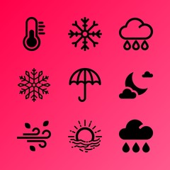 Vector icon set about weather with 9 icons related to liquid, christmas, abstract, mobile, botany, surface, tree, life, xmas and season