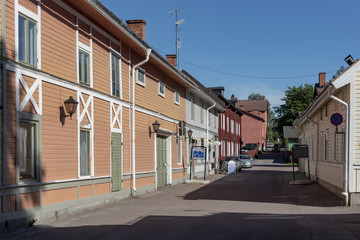 Fototapeta na wymiar Old street in Sater in Sweden
