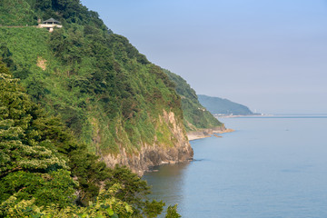 親不知記念広場から望む海岸線