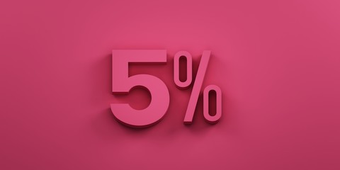 5 percent discount. 3D Render Illustration