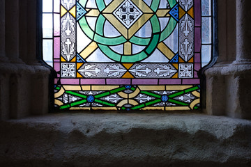 Farbiges Fenster in Burgos, Spanien