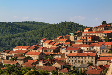 Fototapeta na wymiar Citiscape of the Mediterranean town of Blato on Korcula island, Croatia