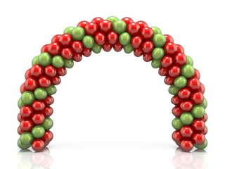 Arc made of red and green balloons 3D