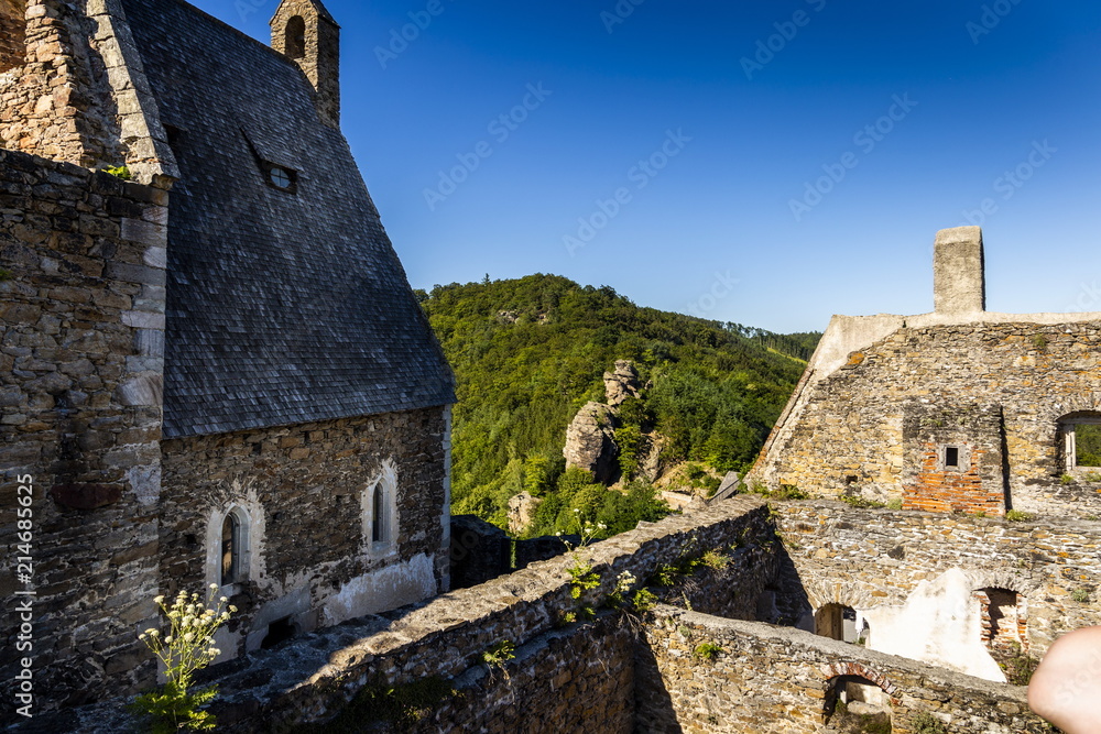 Wall mural View of historic Aggstein castle ruin on the Danube river. Lower Austria.