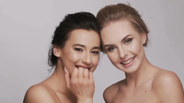 Beauty video concept with two young girls