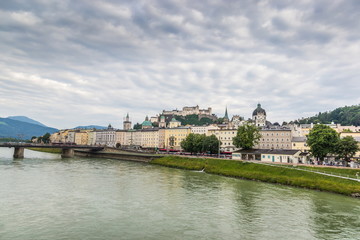 Salzburg city and Salzach river