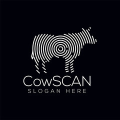 Cow Scan Technology Logo vector Element. Animal Technology Logo Template