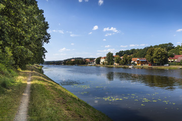 Fototapeta premium The village on the banks of the Vltava river.