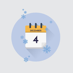 Obraz premium Day calendar with date December 4.