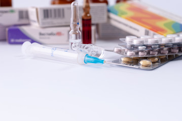 Syringe, tablets, capsules, ampoules. medical preparations