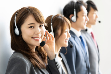 portrait of asian operator standing