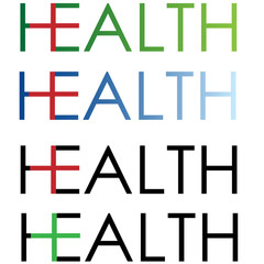 inscription health of different colors with a cross minimalist logo