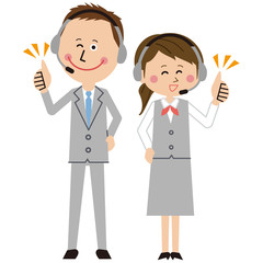 ポップなオペレーターの男女が「いいね！」