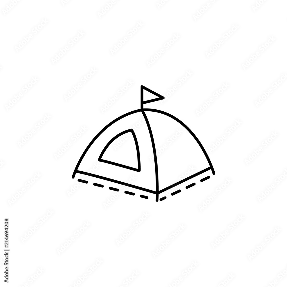 Poster tent dusk style icon. element of travel icon for mobile concept and web apps. thin line tent dusk st