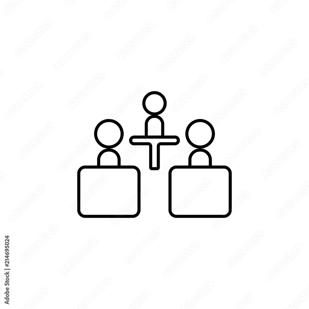 Poster the meeting icon. element of communication icon for mobile concept and web apps. thin line the meeti