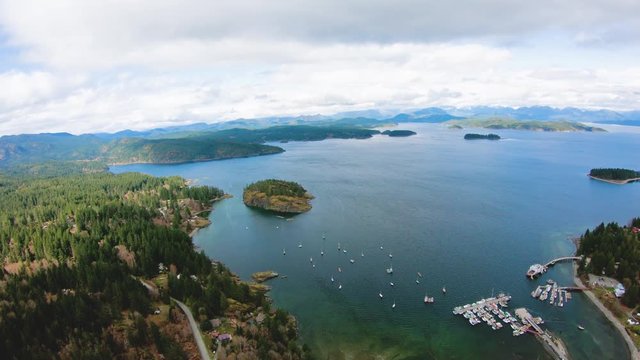 Heriot Bay Quadra Island British Columbia Discovery Islands Aerial View Helicopter Flight