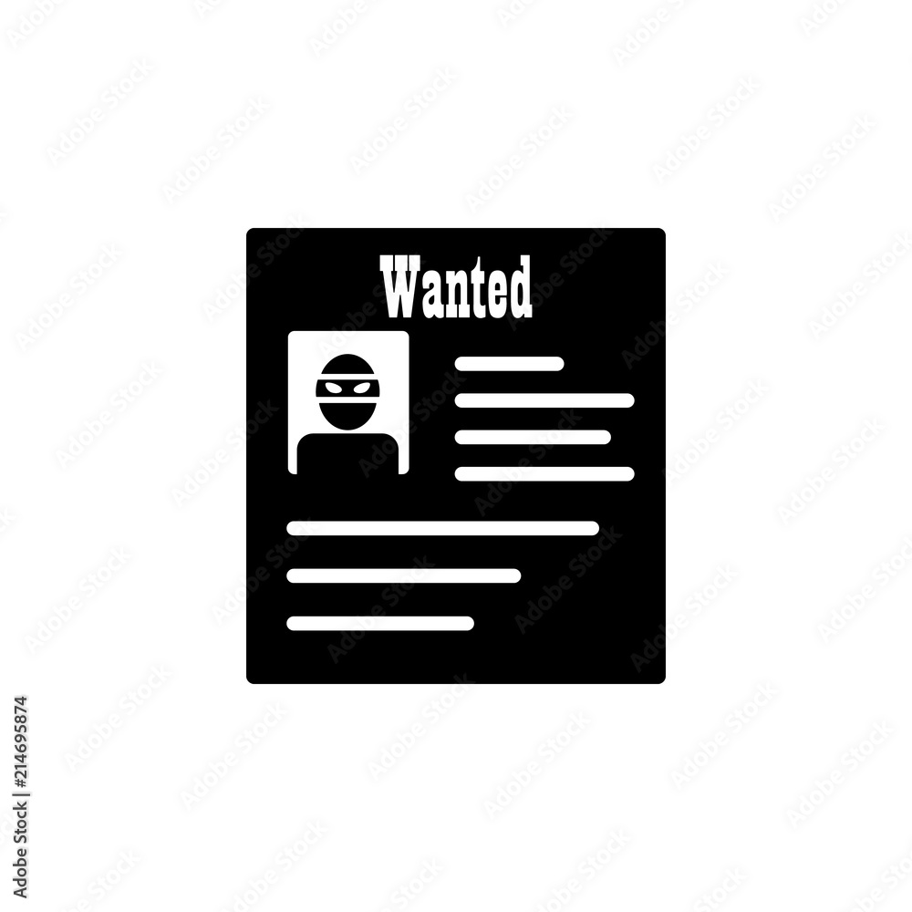 Poster wanted list icon. element of detective icon for mobile concept and web apps. glyph wanted list icon 