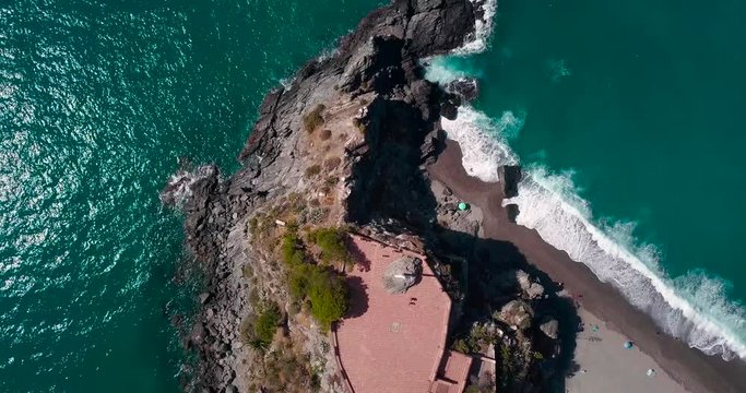 Aerial view of a balcony in south of Spain with a big cross on it.