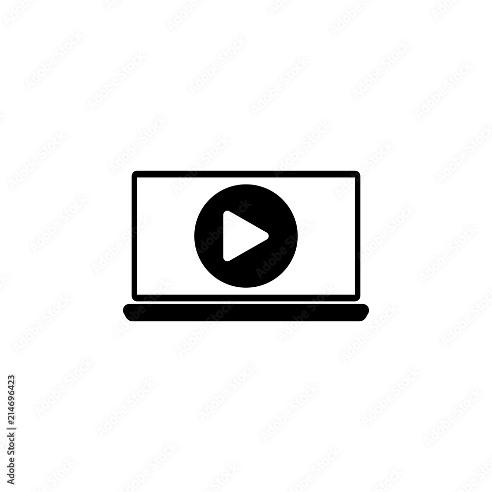 Poster music player in laptop icon. element of web icon for mobile concept and web apps. glyph music player