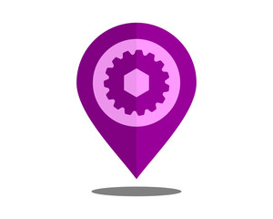 gear marker pin path image vector icon logo