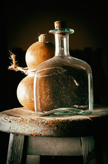 Guaje and empty bottle of tequila