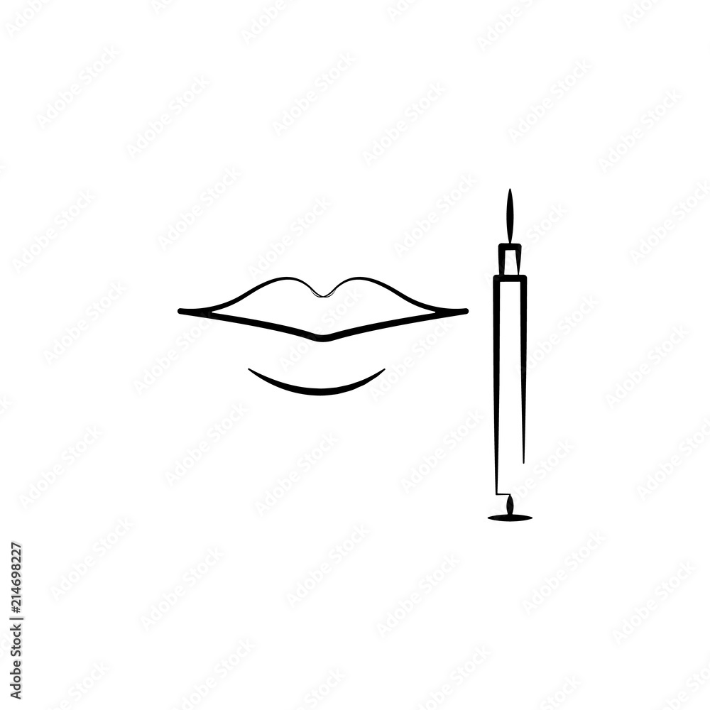 Poster syringe and lips icon. element of anti aging icon for mobile concept and web apps. thin line syringe