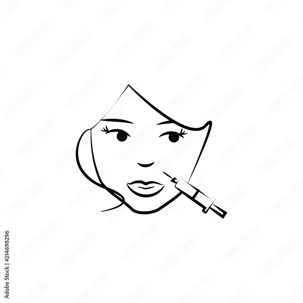 Poster botox on the lips icon. element of anti aging icon for mobile concept and web apps. thin line botox 
