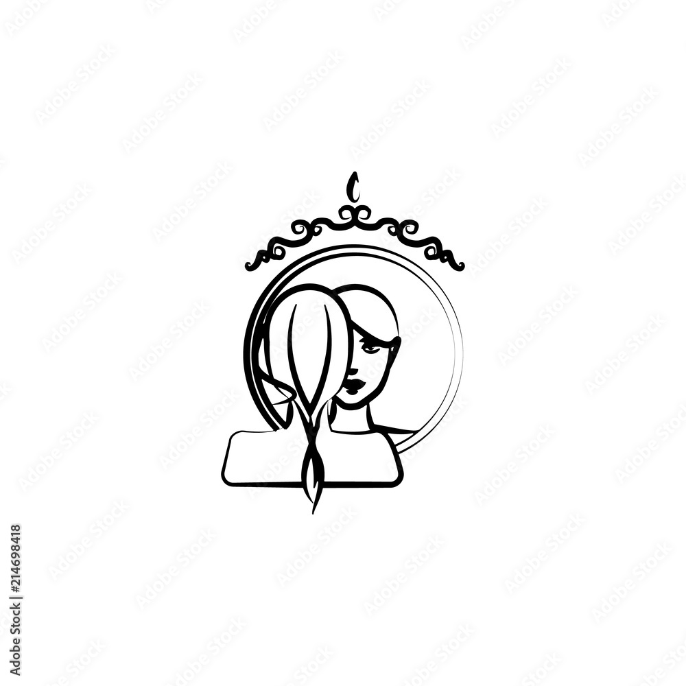 Aufkleber reflection of a girl in a mirror icon. element of anti aging icon for mobile concept and web apps. t