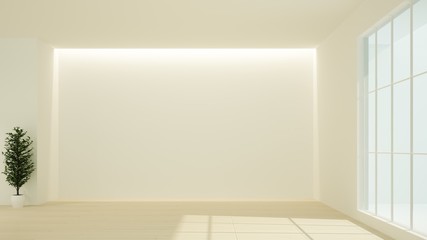 Empty space interior 3D rendering in hotel -  minimal style