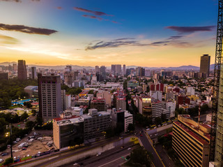 Fototapeta na wymiar Mexico City - Ciudad de Mexico - Sunset at Chapultepec 