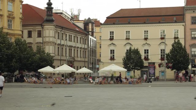 Timelapse of the people in the Brno square.