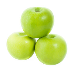 Green apple on white background