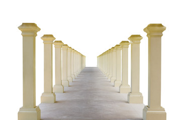 Corridors and pillars,isolated on white background with clipping path.