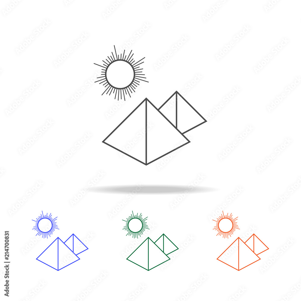 Poster pyramid line icon. elements of journey in multi colored icons. premium quality graphic design icon. 