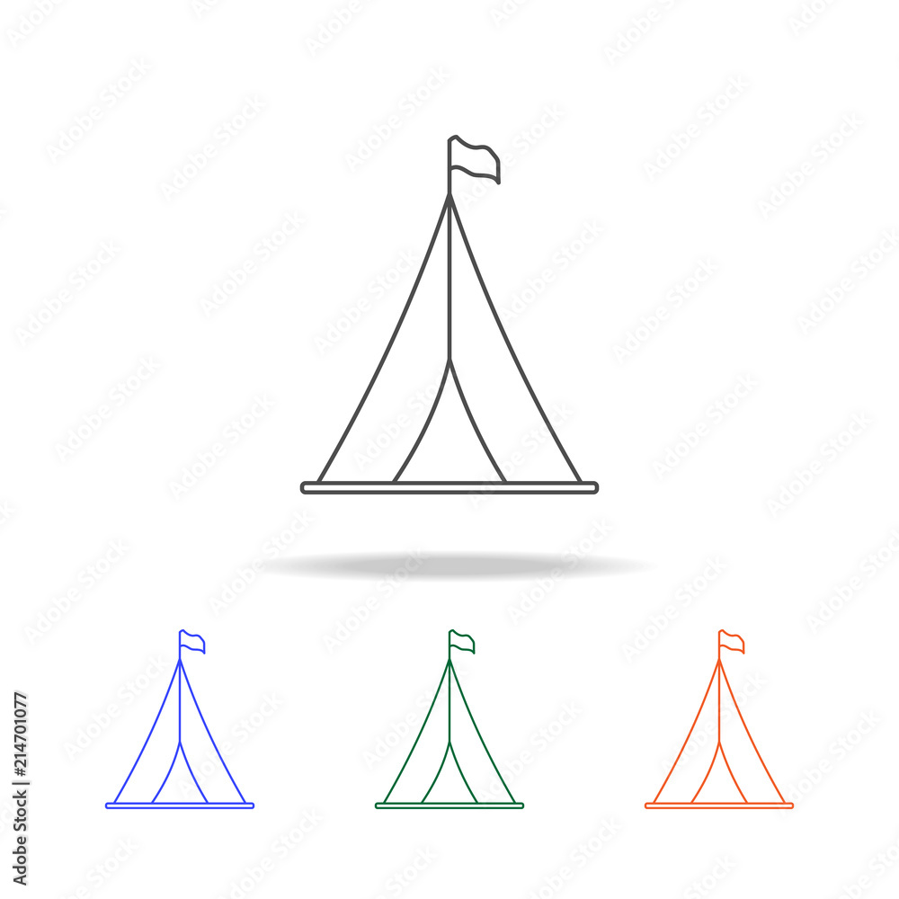 Aufkleber tourist tent with flag line icon. elements of journey in multi colored icons. premium quality graphi