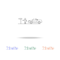 Hitch-hiking line icon. Elements of journey in multi colored icons. Premium quality graphic design icon. Simple icon for websites, web design, mobile app, info graphics