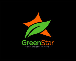 Green star logo, eco star, nature star, logo, icon, symbol