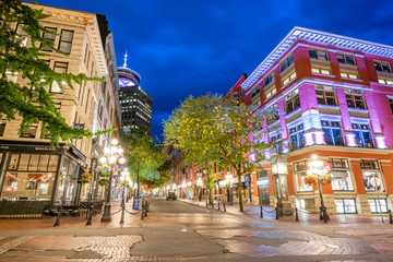 Obraz premium Dzielnica Gastown w Vancouver w Blue Hour