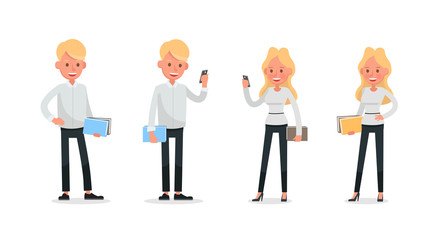 Set of Businessman and Businesswoman character vector design. no44