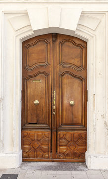 The ancient wooden door in France